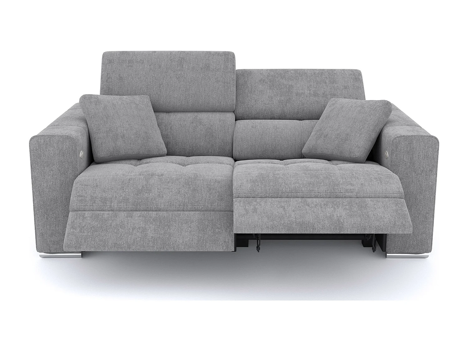 QUARTZ Sofa 3-Sitzer mit 2 Relaxfunktionen und verstellbare Kopfstützen, grau
