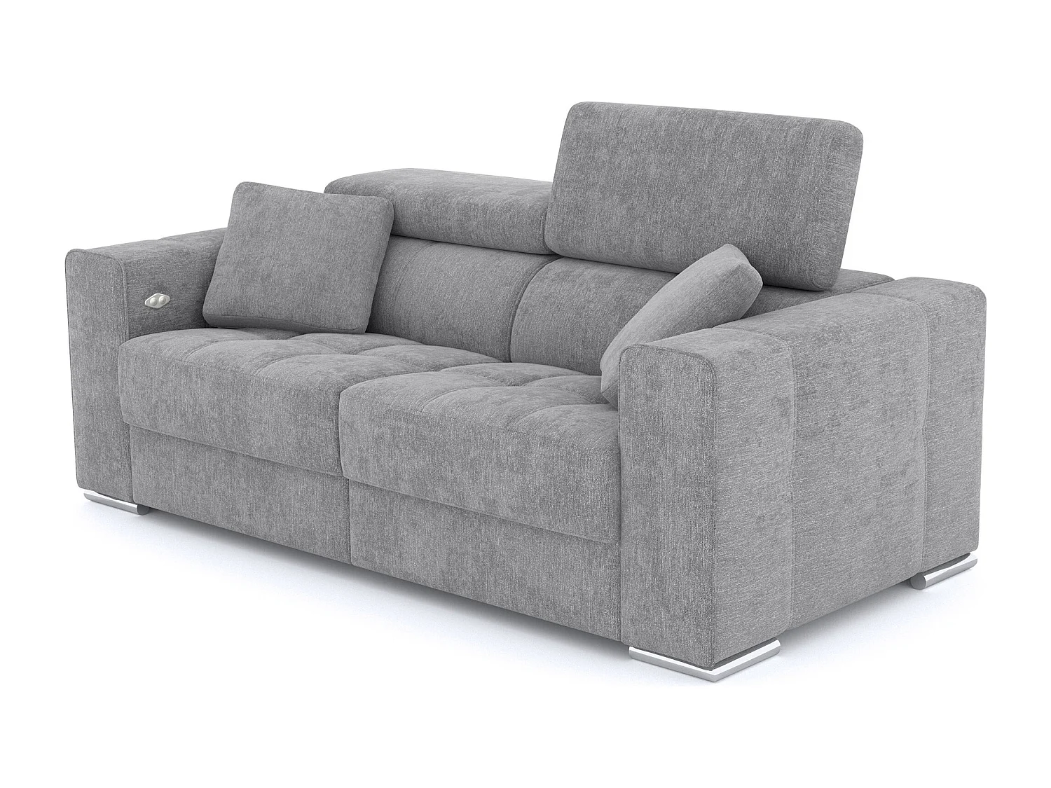 QUARTZ Sofa 3-Sitzer mit 2 Relaxfunktionen und verstellbare Kopfstützen, grau