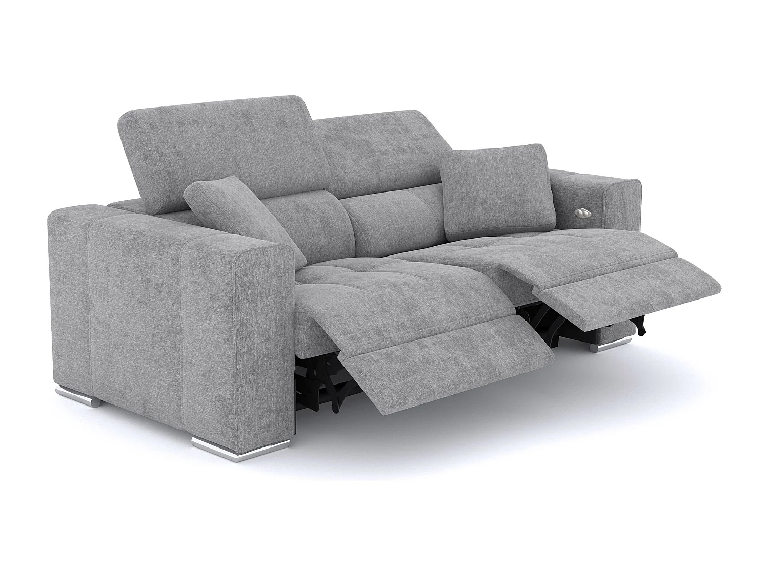QUARTZ Sofa 3-Sitzer mit 2 Relaxfunktionen und verstellbare Kopfstützen, grau