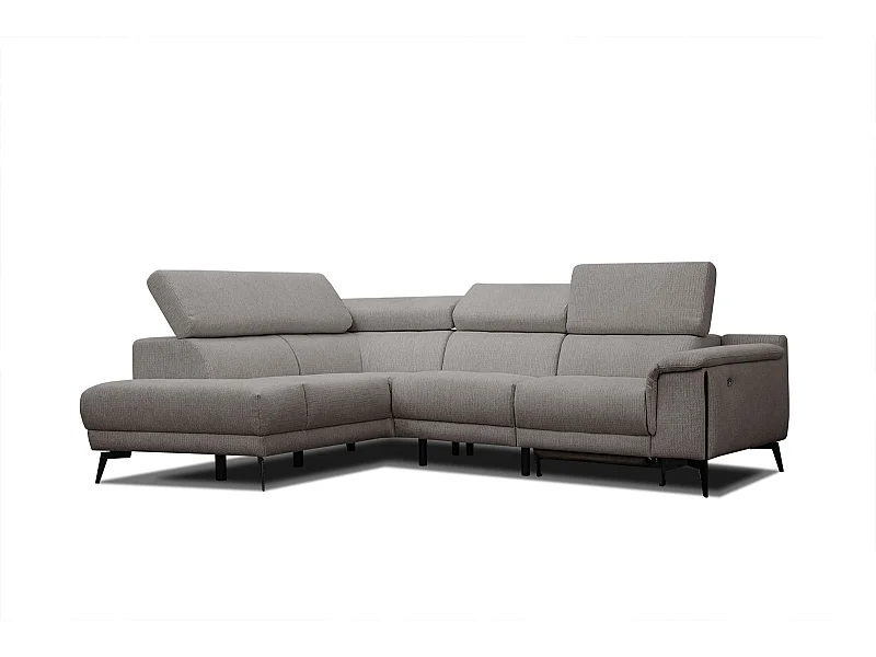 Canapé d'angle gauche 4 places avec un relax électrique tissu taupe - Matera