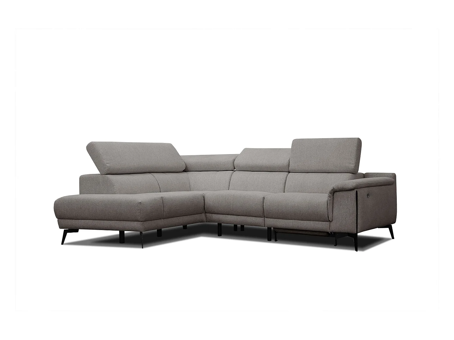 Canapé d'angle gauche 4 places avec un relax électrique tissu taupe - Matera