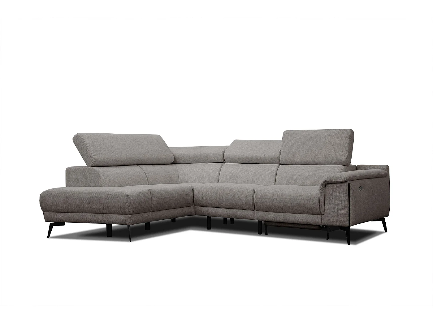 Canapé d'angle gauche 4 places avec un relax électrique tissu taupe - Matera