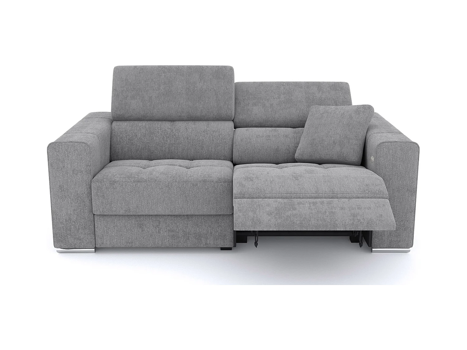 QUARTZ Sofa 3-Sitzer mit 1 Relaxfunktion und verstellbare Kopfstützen, grau