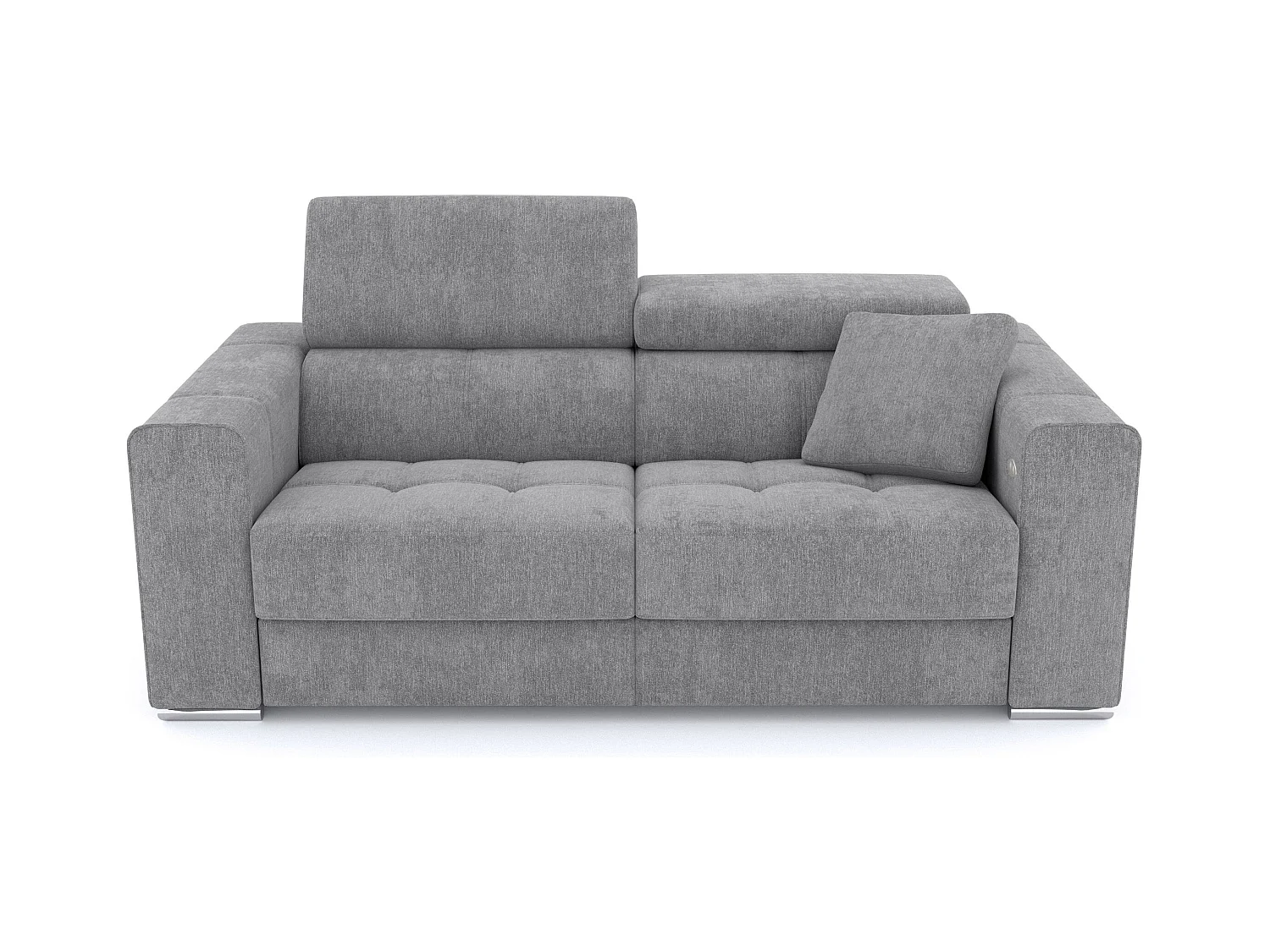 QUARTZ Sofa 3-Sitzer mit 1 Relaxfunktion und verstellbare Kopfstützen, grau