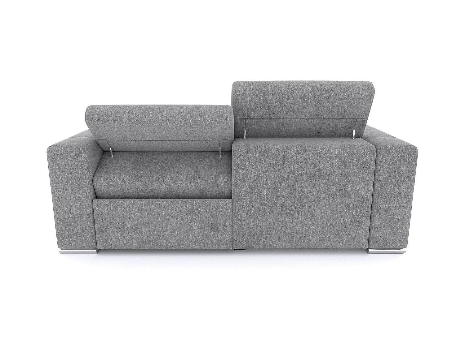 QUARTZ Sofa 3-Sitzer mit 1 Relaxfunktion und verstellbare Kopfstützen, grau
