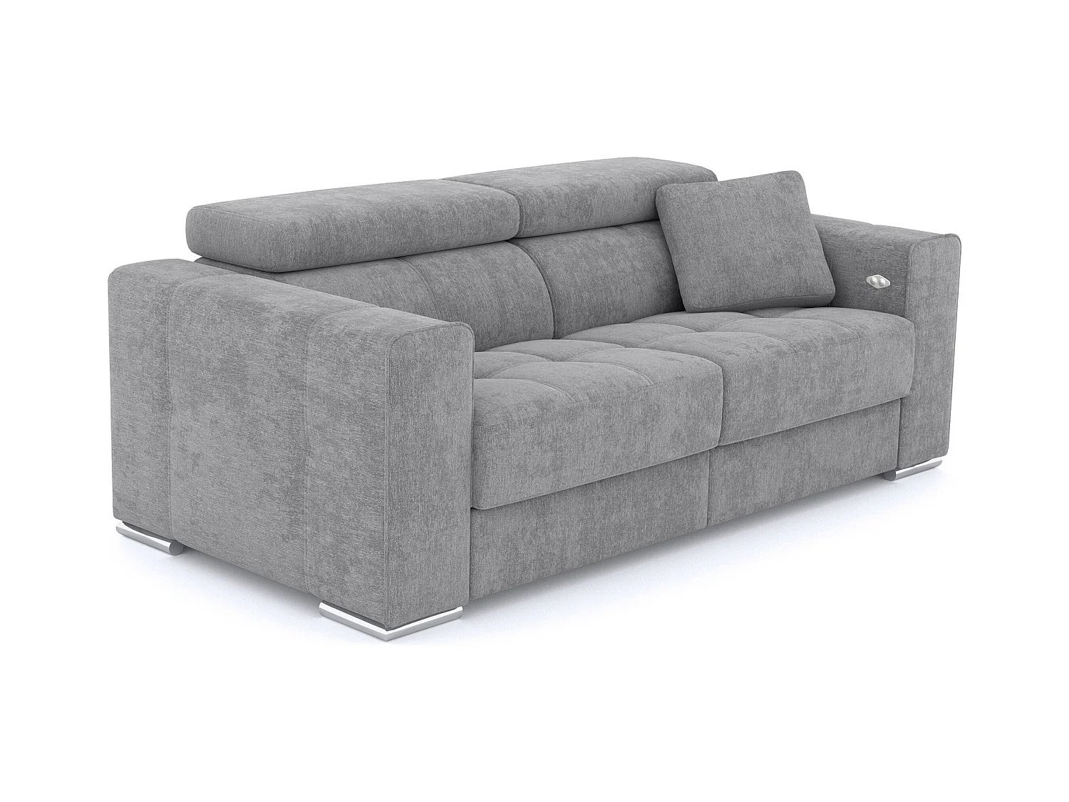 QUARTZ Sofa 3-Sitzer mit 1 Relaxfunktion und verstellbare Kopfstützen, grau