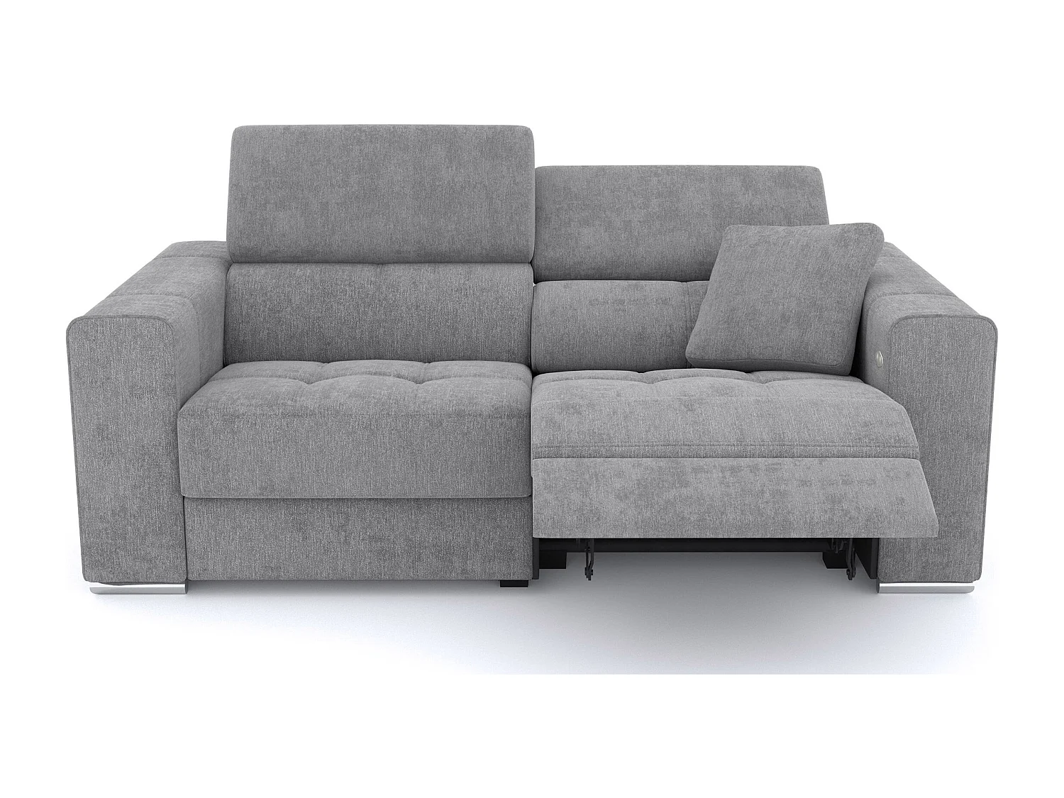 QUARTZ Sofa 3-Sitzer mit 1 Relaxfunktion und verstellbare Kopfstützen, grau