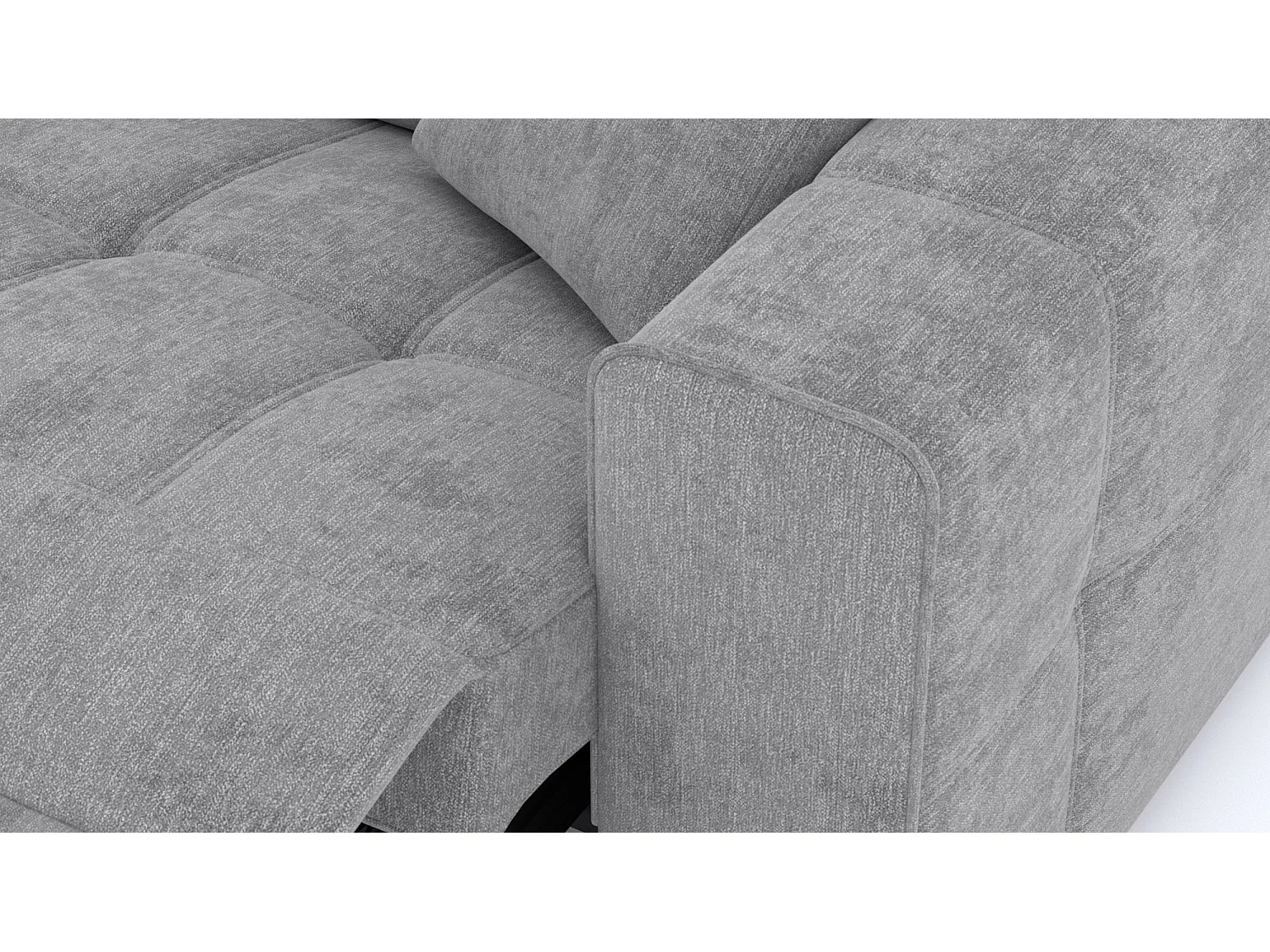 QUARTZ Sofa 3-Sitzer mit 1 Relaxfunktion und verstellbare Kopfstützen, grau