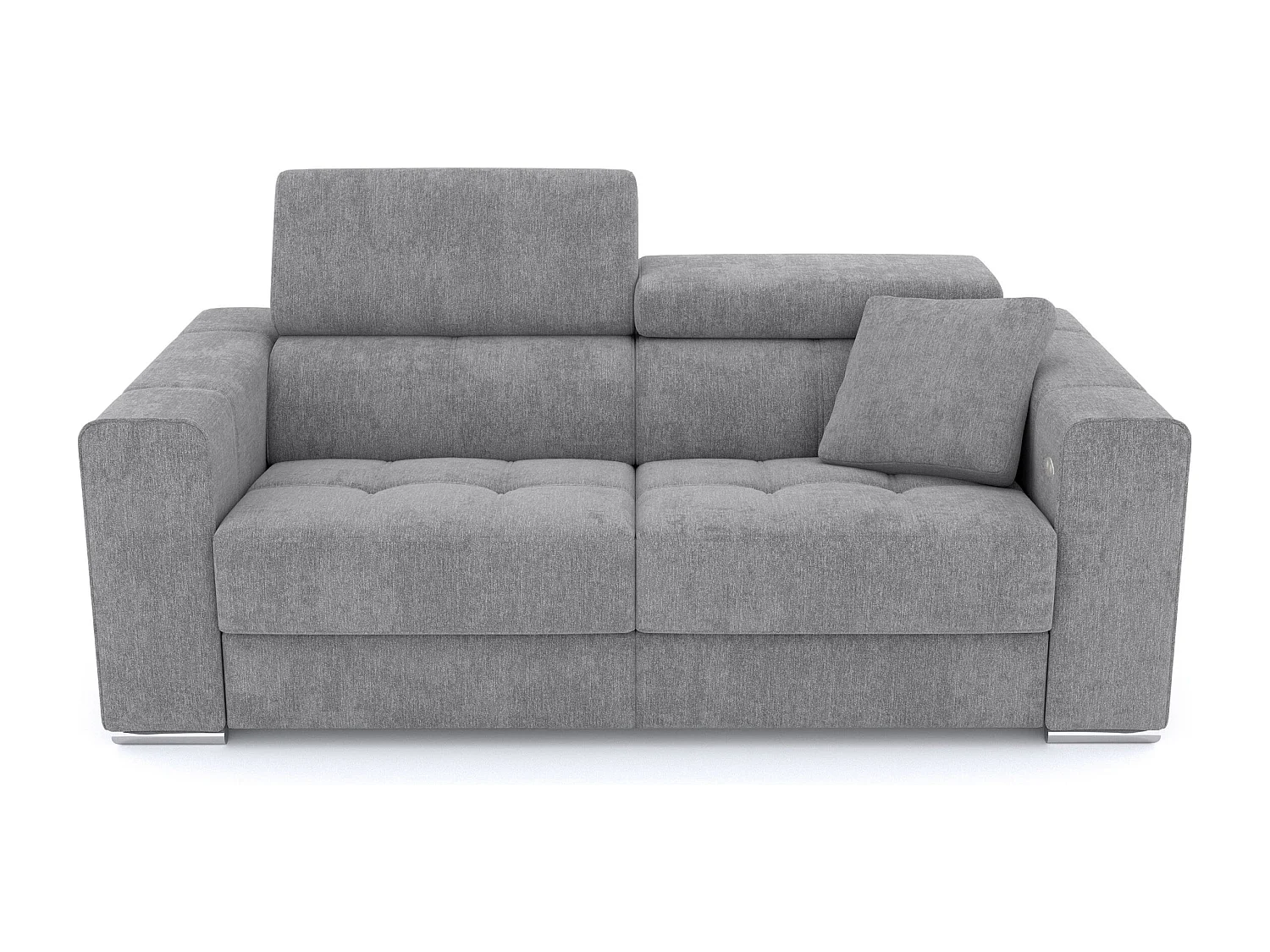 QUARTZ Sofa 3-Sitzer mit 1 Relaxfunktion und verstellbare Kopfstützen, grau