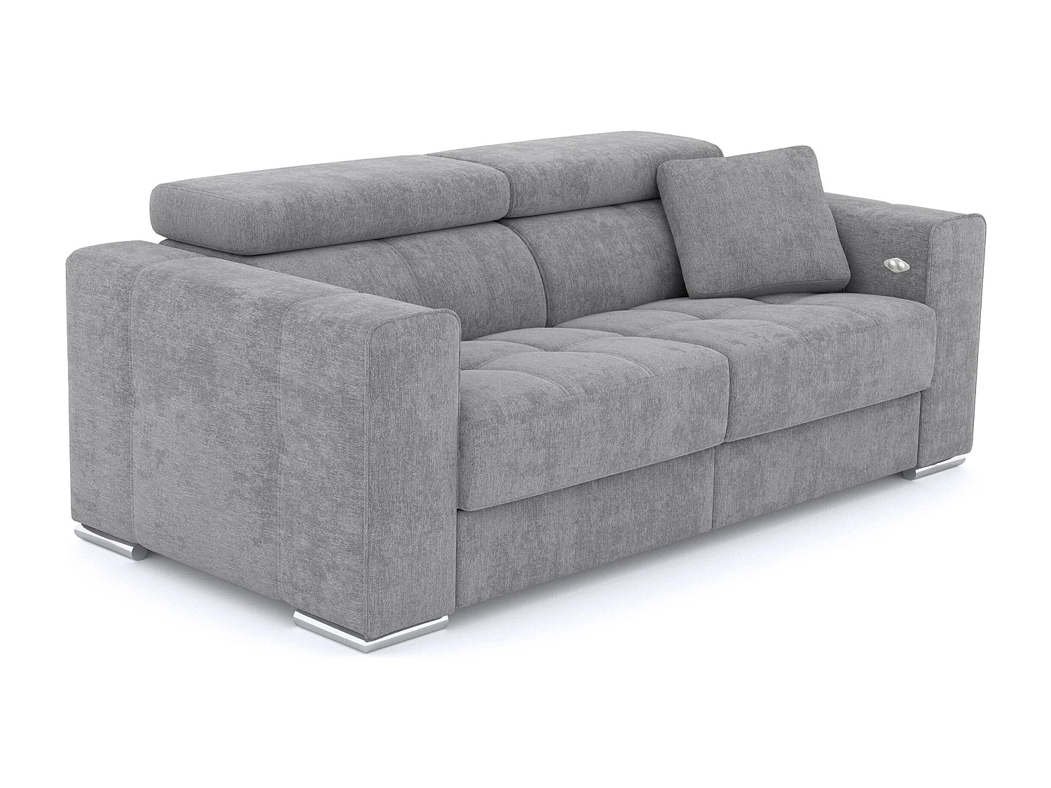 QUARTZ Sofa 3-Sitzer mit 1 Relaxfunktion und verstellbare Kopfstützen, grau
