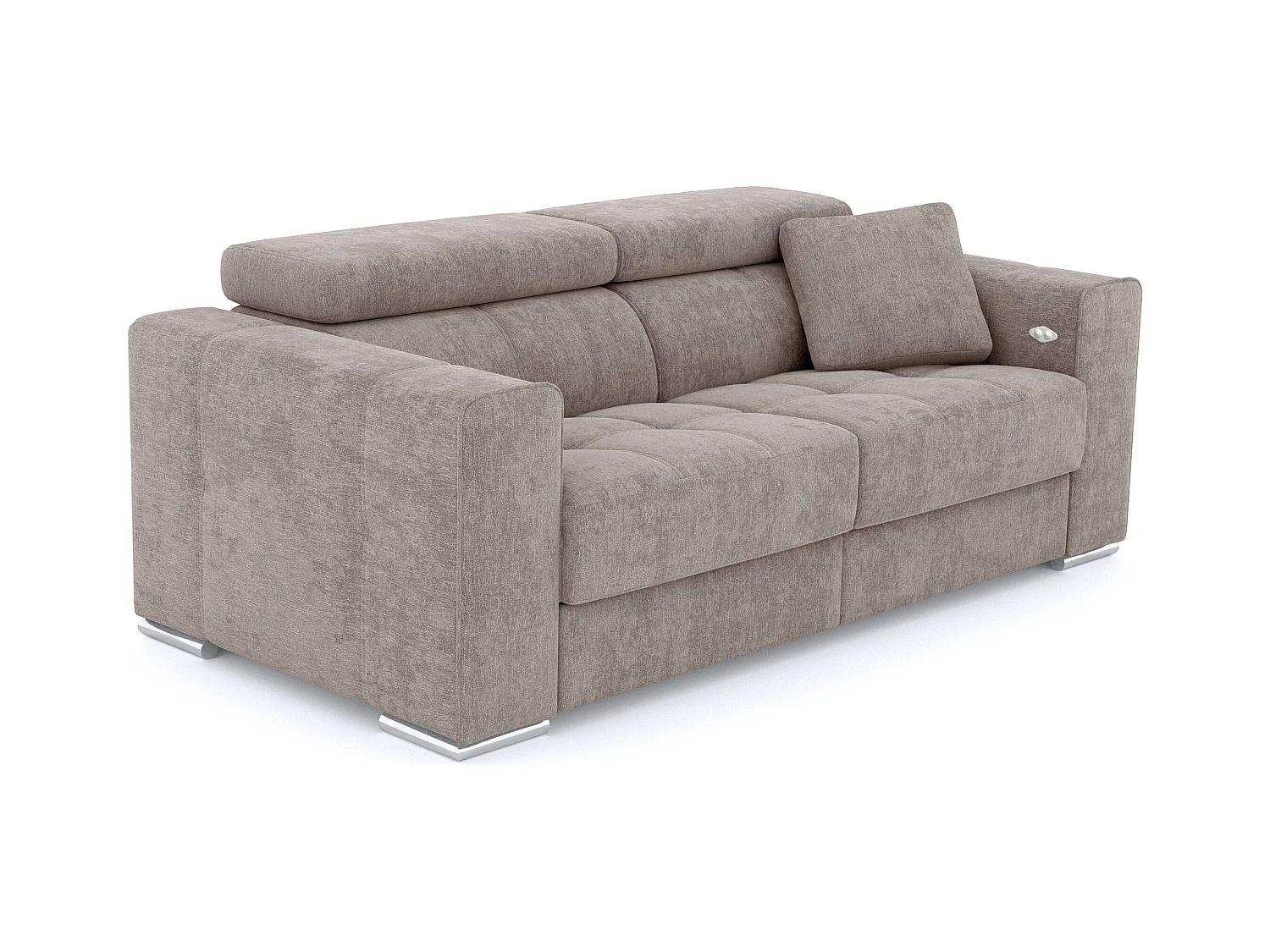 QUARTZ Sofa 3-Sitzer mit 1 Relaxfunktion und verstellbare Kopfstützen, beige