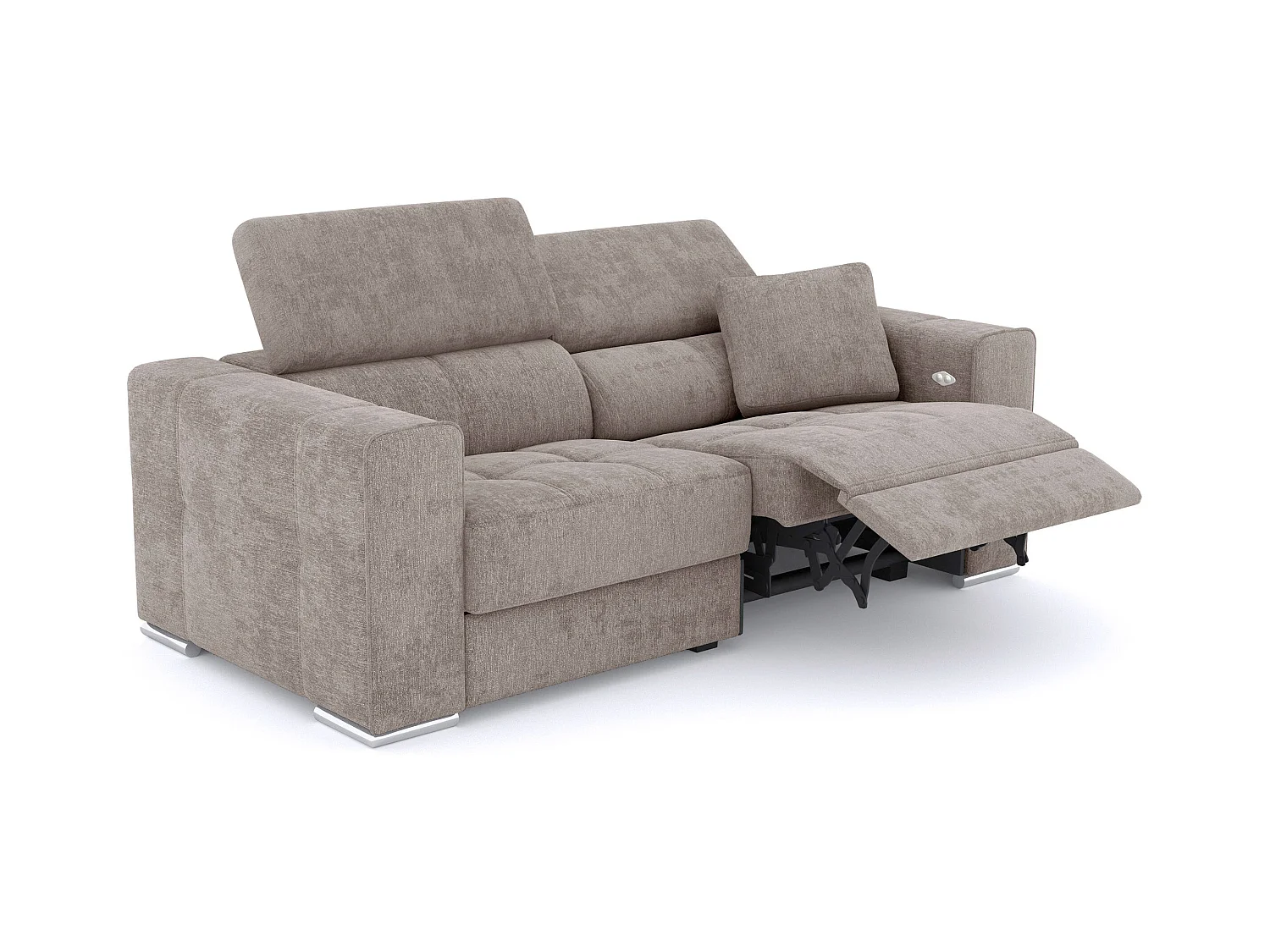 Canapé 3 places avec 1 relax électrique tissu beige - QUARTZ