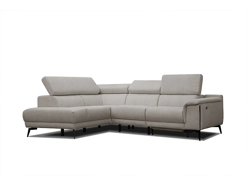 Canapé d'angle gauche 4 places avec un relax électrique gris chaud - Matera