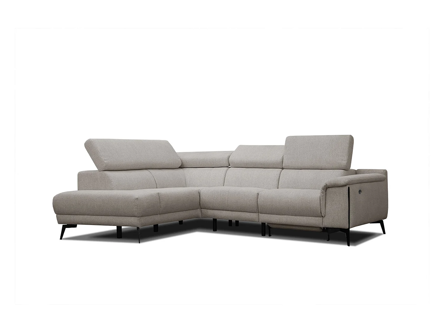 Canapé d'angle gauche 4 places avec un relax électrique gris chaud - Matera