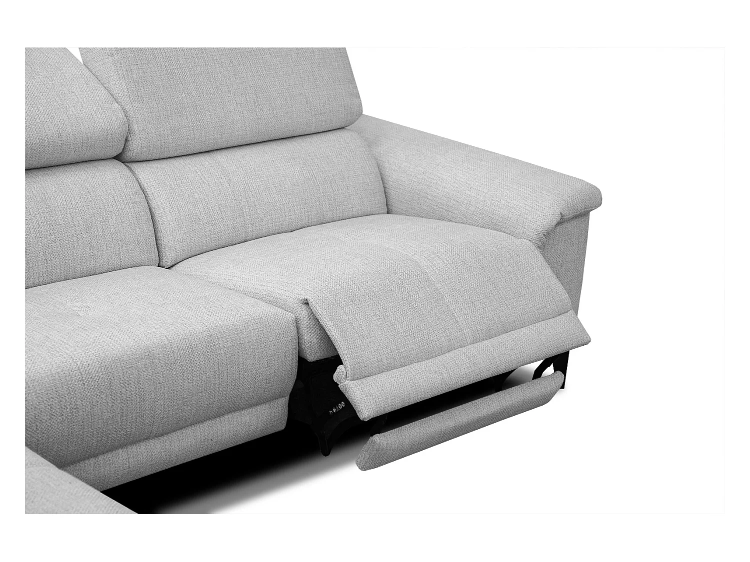 Canapé d'angle gauche 4 places avec un relax électrique tissu gris - Matera