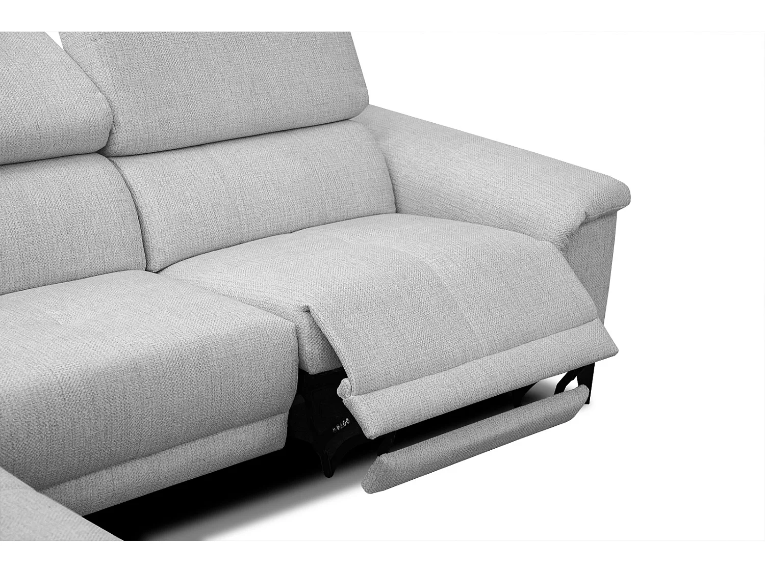 Canapé d'angle gauche 4 places avec un relax électrique tissu gris - Matera