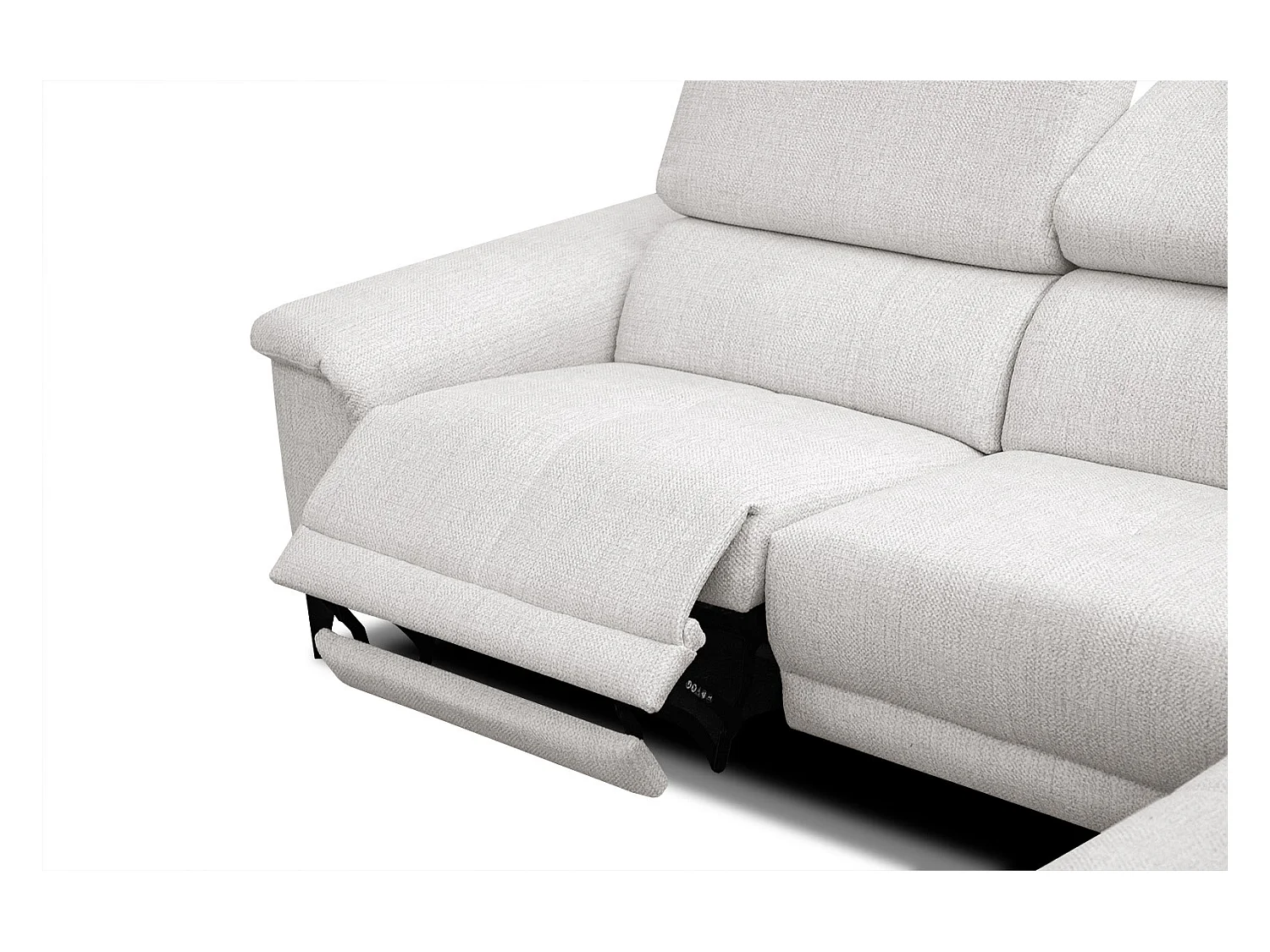 Canapé d'angle droit 4 places avec un relax électrique tissu écru - Matera