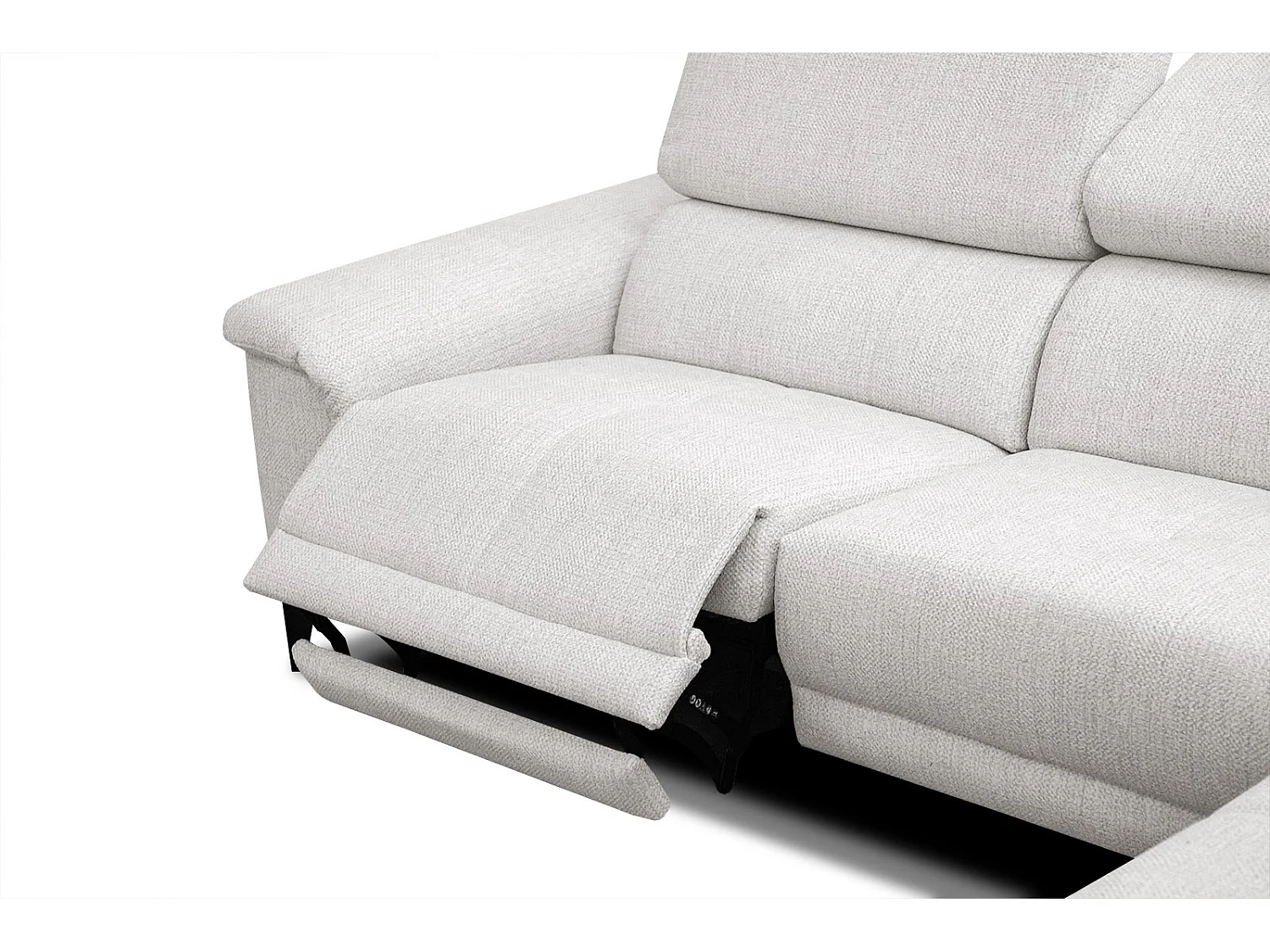 Canapé d'angle droit 4 places avec un relax électrique tissu écru - Matera