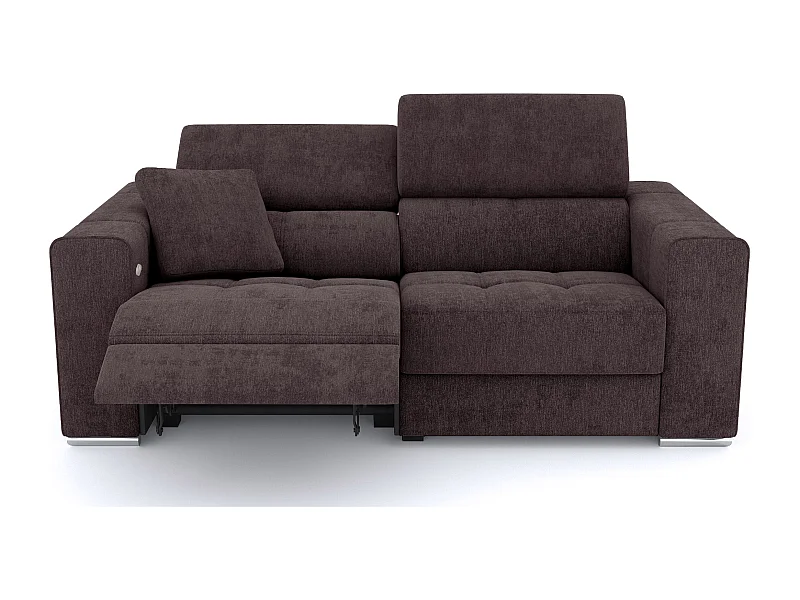 QUARTZ Sofa 3-Sitzer mit 1 Relaxfunktion und verstellbare Kopfstützen, dunkelbraun