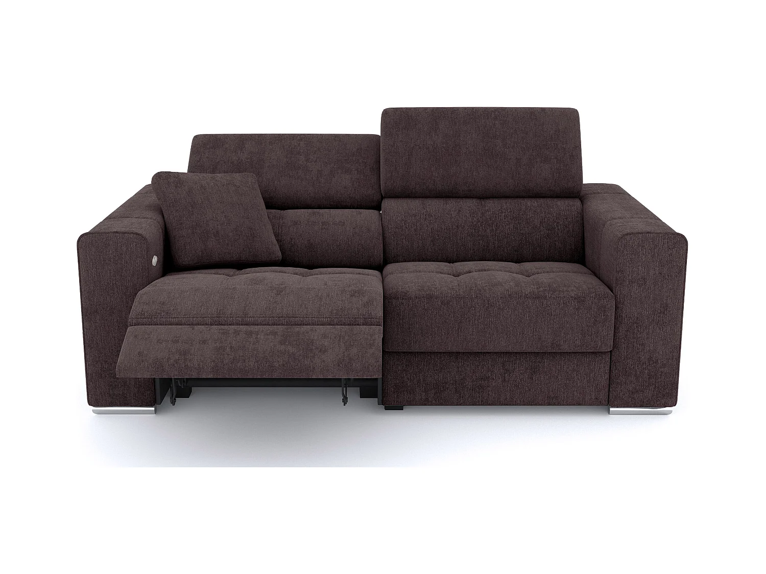 Canapé 3 places avec 1 relax électrique tissu brun foncé - QUARTZ