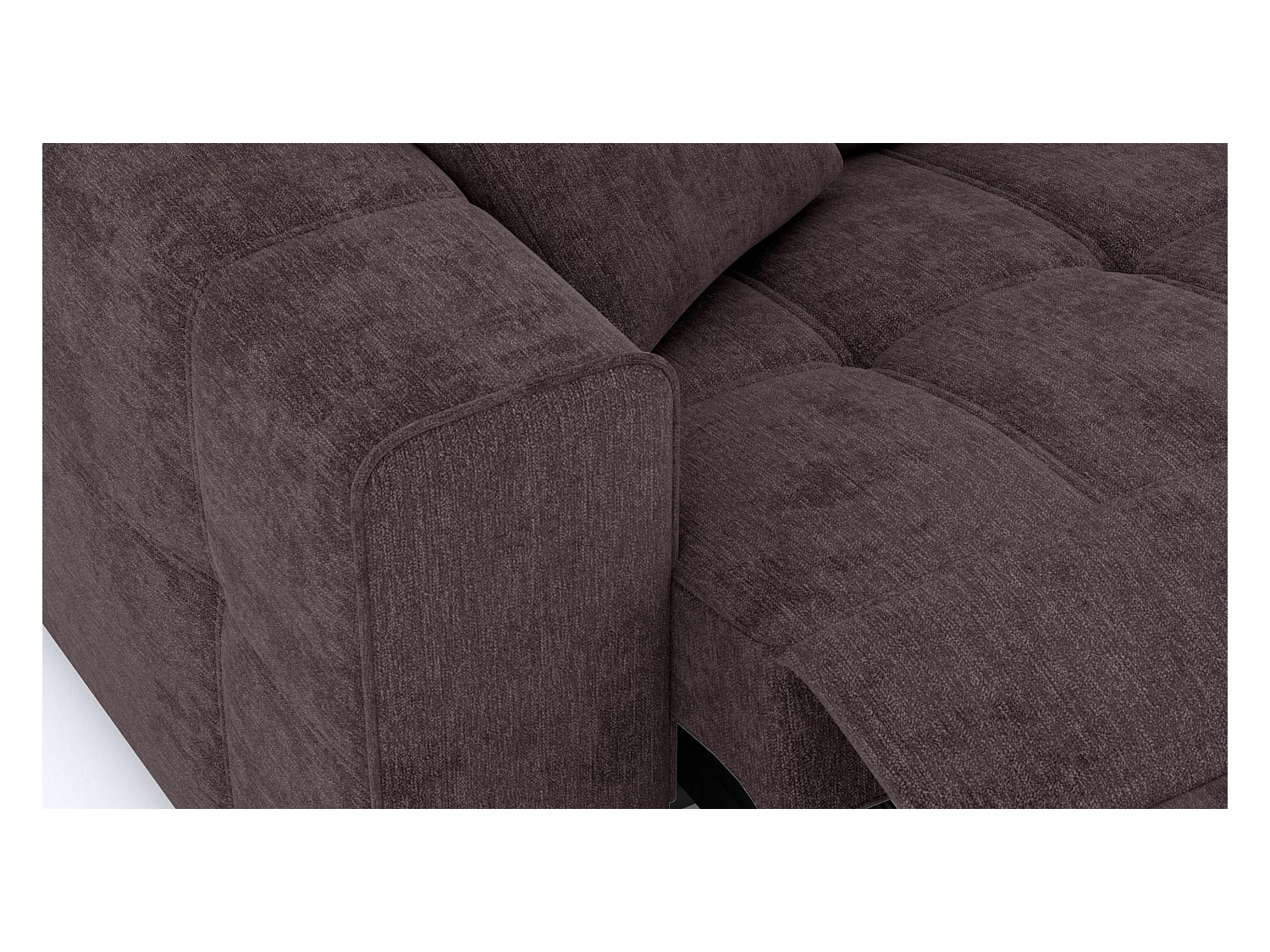 Canapé 3 places avec 1 relax électrique tissu brun foncé - QUARTZ