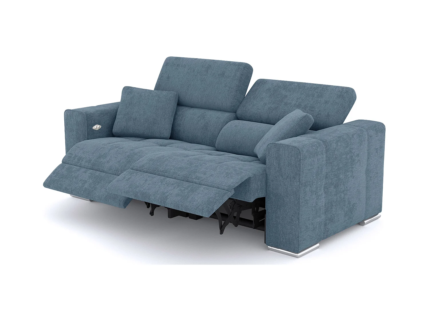 Canapé 3 places avec 2 relax électriques tissu bleu - QUARTZ