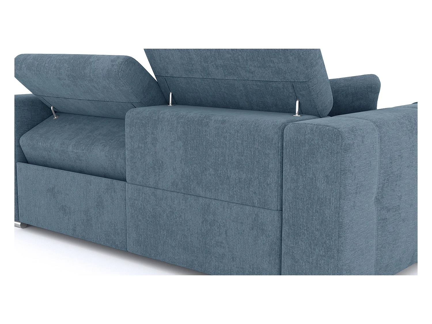 QUARTZ Sofa 3-Sitzer mit 2 Relaxfunktionen und verstellbare Kopfstützen, blau