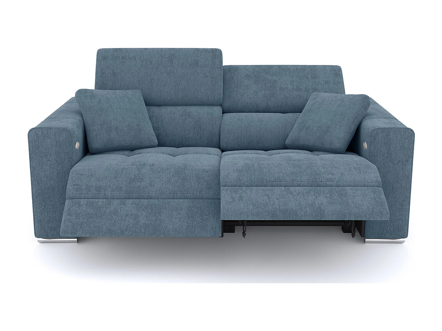QUARTZ Sofa 3-Sitzer mit 2 Relaxfunktionen und verstellbare Kopfstützen, blau