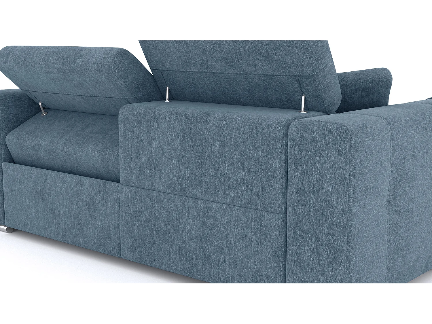 QUARTZ Sofa 3-Sitzer mit 2 Relaxfunktionen und verstellbare Kopfstützen, blau