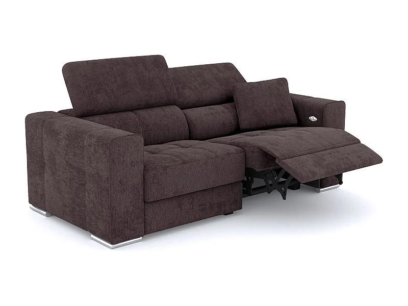 QUARTZ Sofa 3-Sitzer mit 1 Relaxfunktion und verstellbare Kopfstützen, dunkelbraun