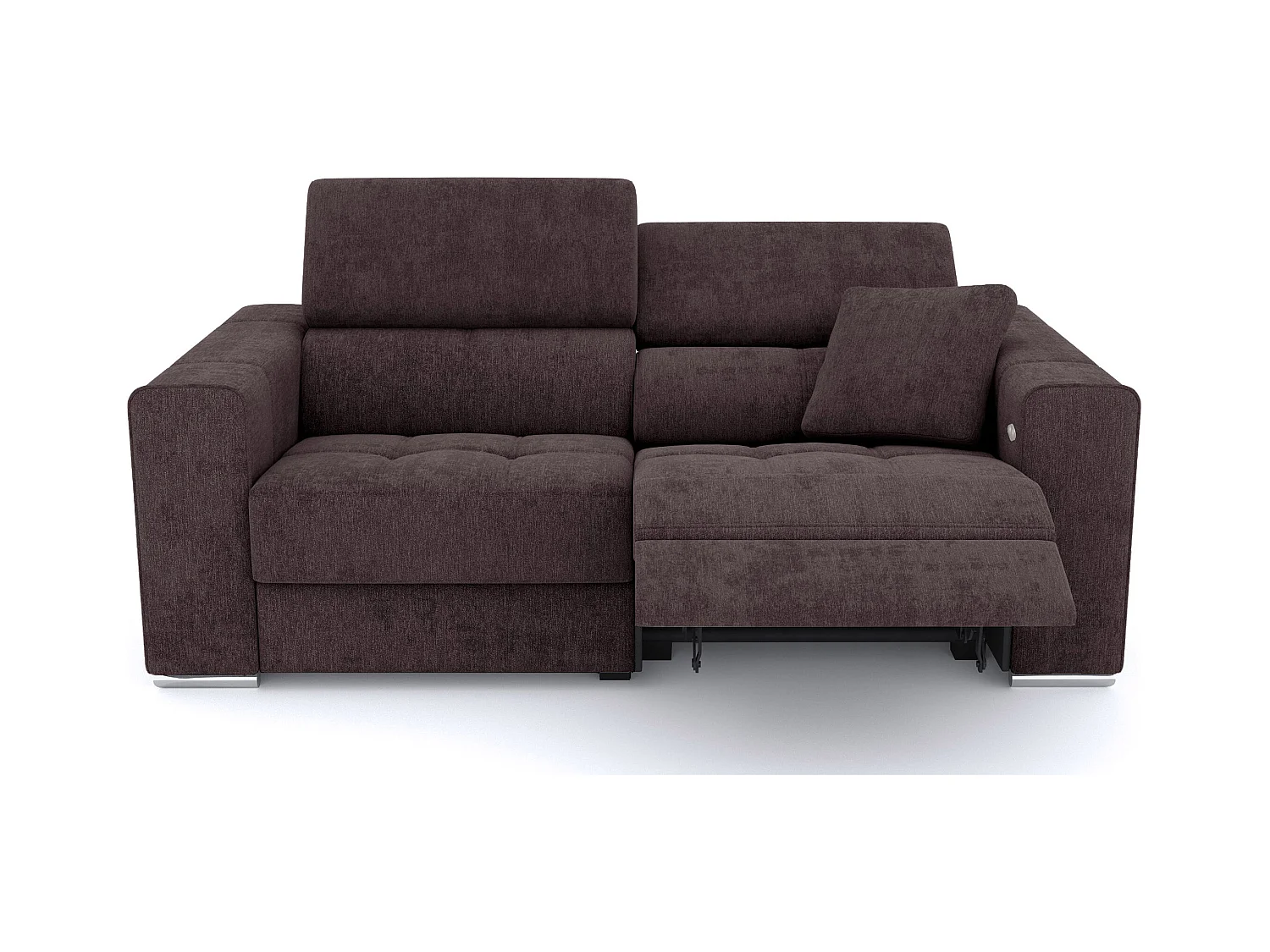 QUARTZ Sofa 3-Sitzer mit 1 Relaxfunktion und verstellbare Kopfstützen, dunkelbraun
