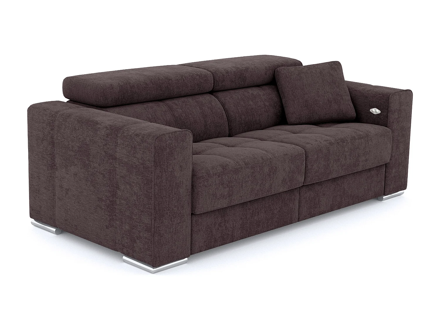 QUARTZ Sofa 3-Sitzer mit 1 Relaxfunktion und verstellbare Kopfstützen, dunkelbraun