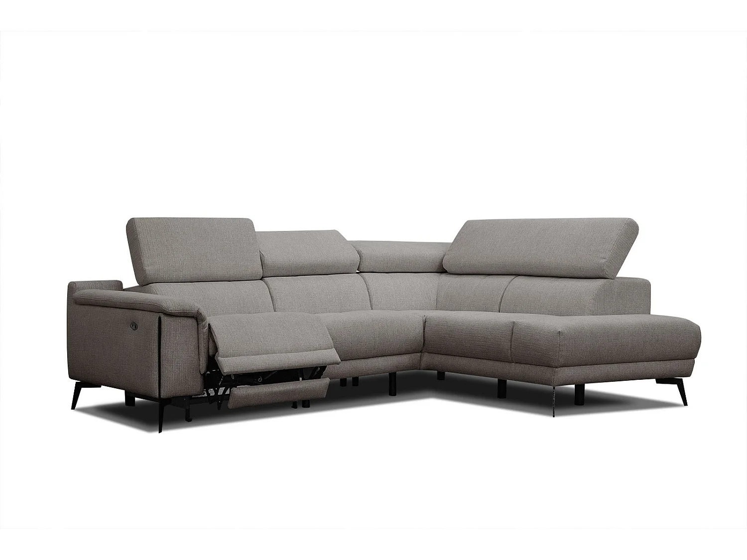 Canapé d'angle droit 4 places avec un relax électrique tissu taupe - Matera