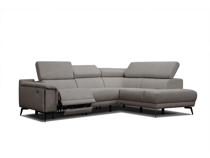 Canapé d'angle droit 4 places avec un relax électrique tissu taupe - Matera
