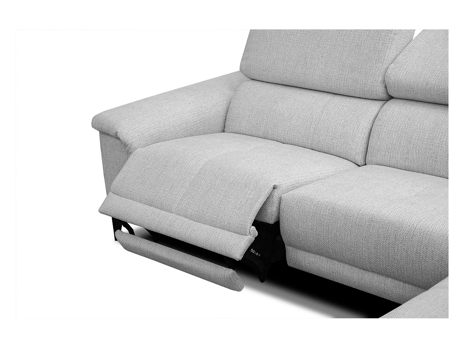 Canapé d'angle droit 4 places avec un relax électrique tissu gris - Matera