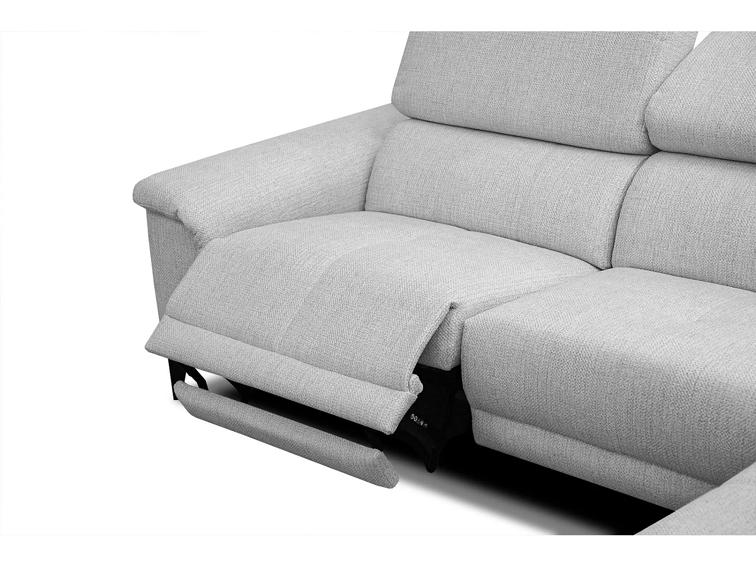 Canapé d'angle droit 4 places avec un relax électrique tissu gris - Matera