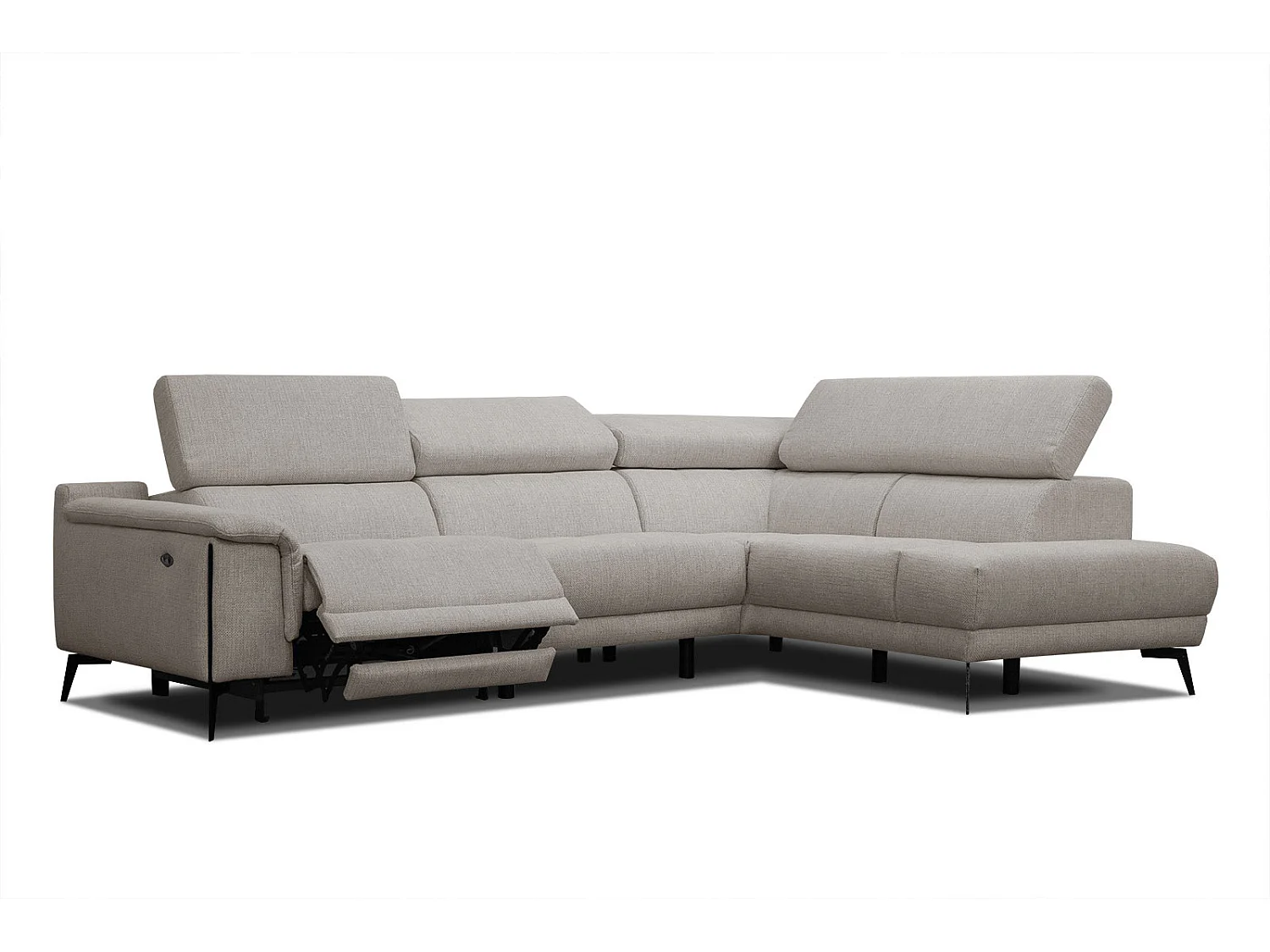 Canapé d'angle droit 4 places avec un relax électrique gris chaud - Matera