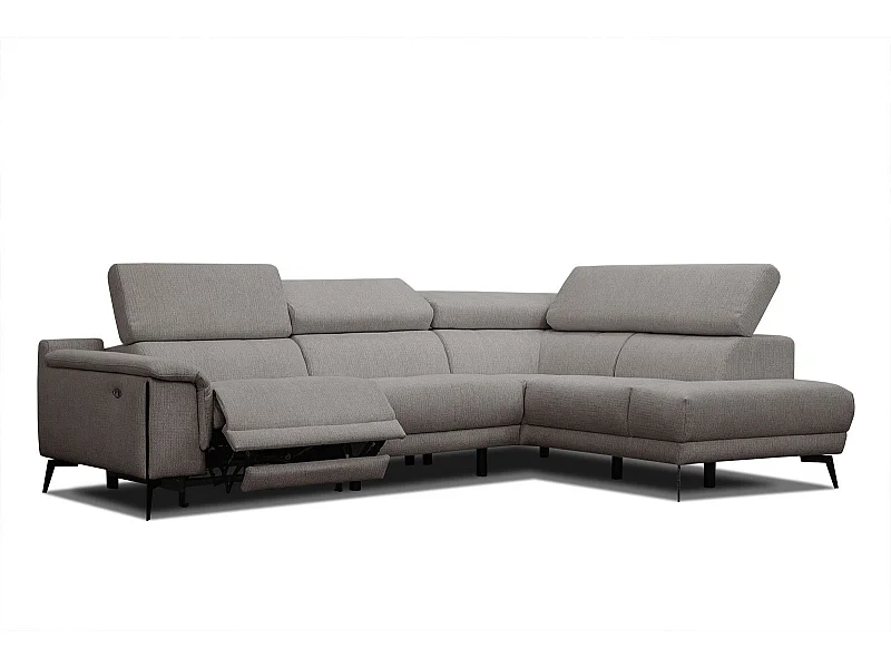 Canapé d'angle droit 4 places avec un relax électrique tissu taupe - Matera