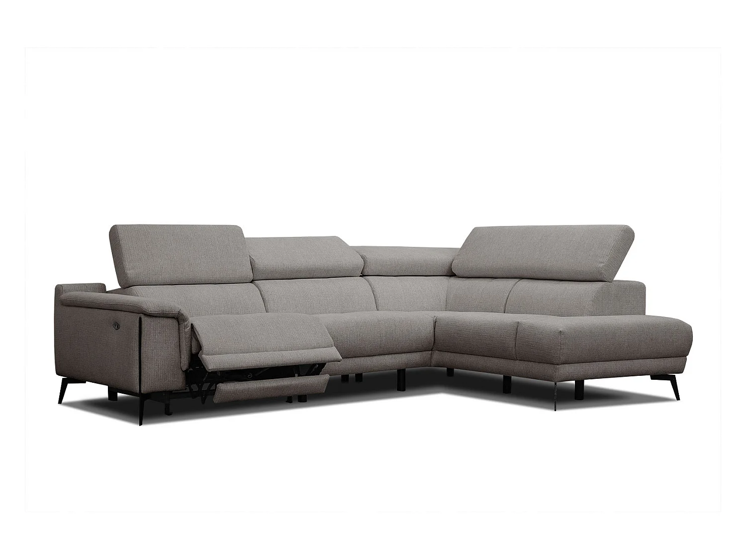 Canapé d'angle droit 4 places avec un relax électrique tissu taupe - Matera