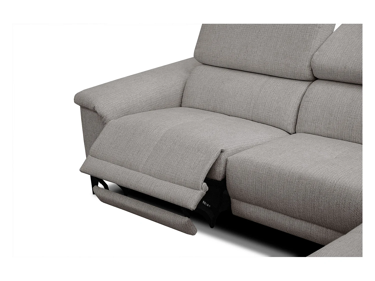 Canapé d'angle droit 4 places avec un relax électrique tissu taupe - Matera