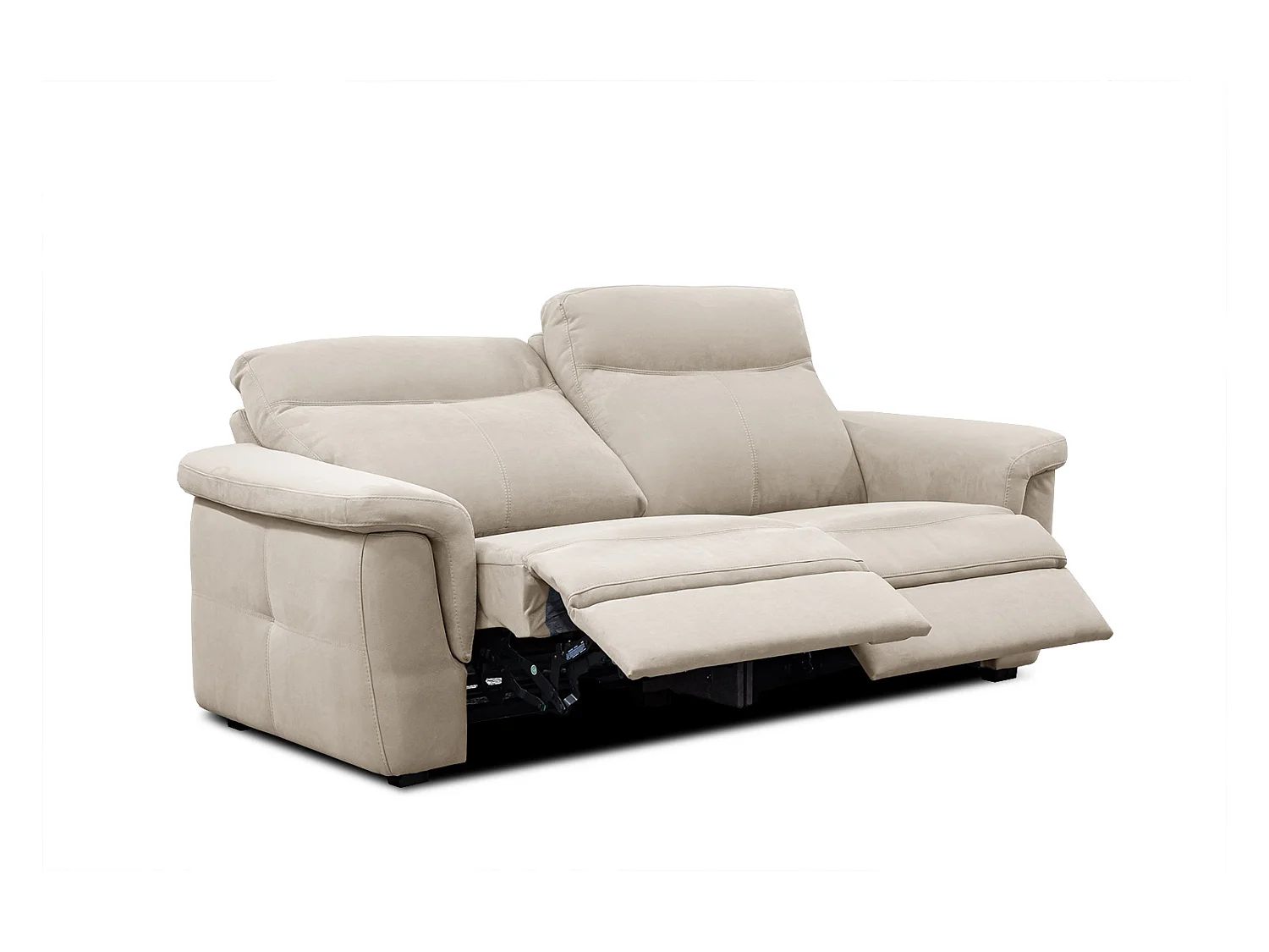 Canapé droit 3 places tissu beige avec relax électrique - JONES
