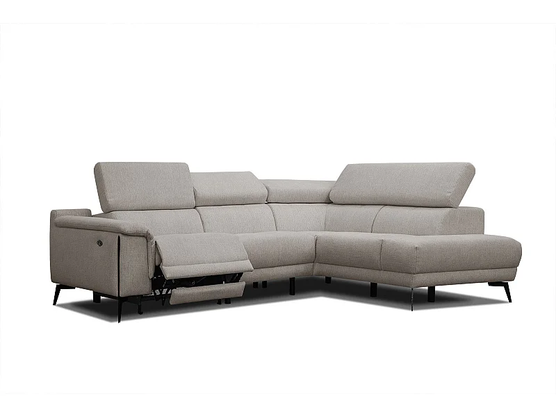 Canapé d'angle droit 4 places avec un relax électrique gris chaud - Matera
