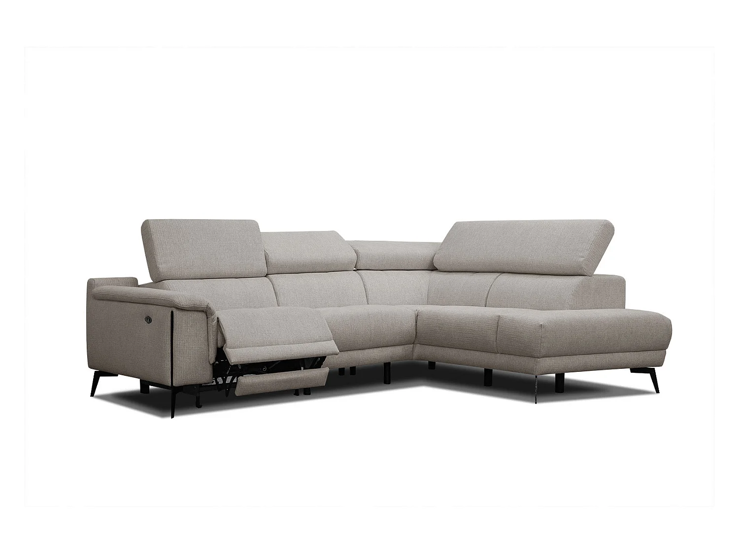 Canapé d'angle droit 4 places avec un relax électrique gris chaud - Matera