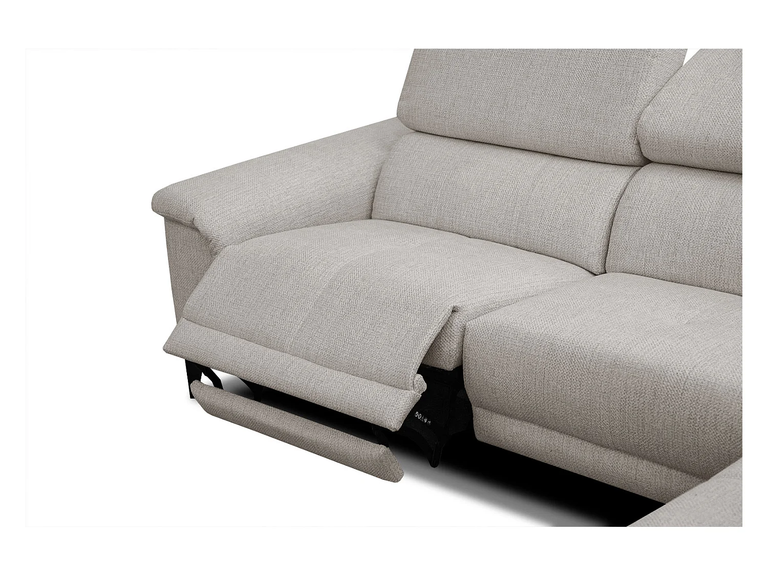 Canapé d'angle droit 4 places avec un relax électrique gris chaud - Matera