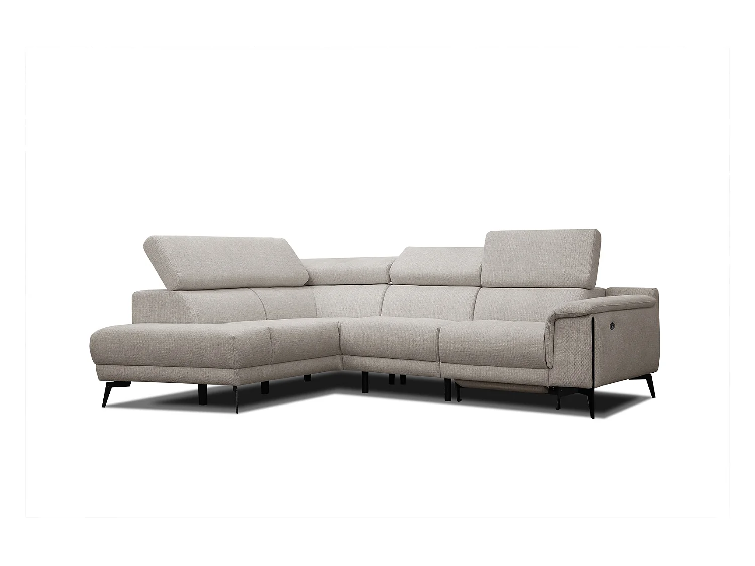 Canapé d'angle gauche 4 places avec un relax électrique tissu beige - Matera