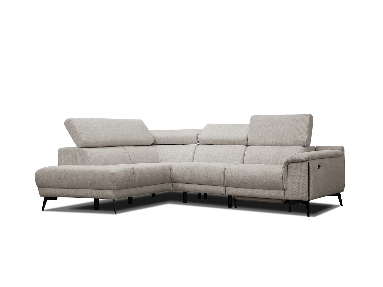 Canapé d'angle gauche 4 places avec un relax électrique tissu beige - Matera