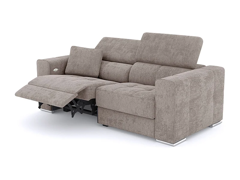 QUARTZ Sofa 3-Sitzer mit 1 Relaxfunktion und verstellbare Kopfstützen, beige