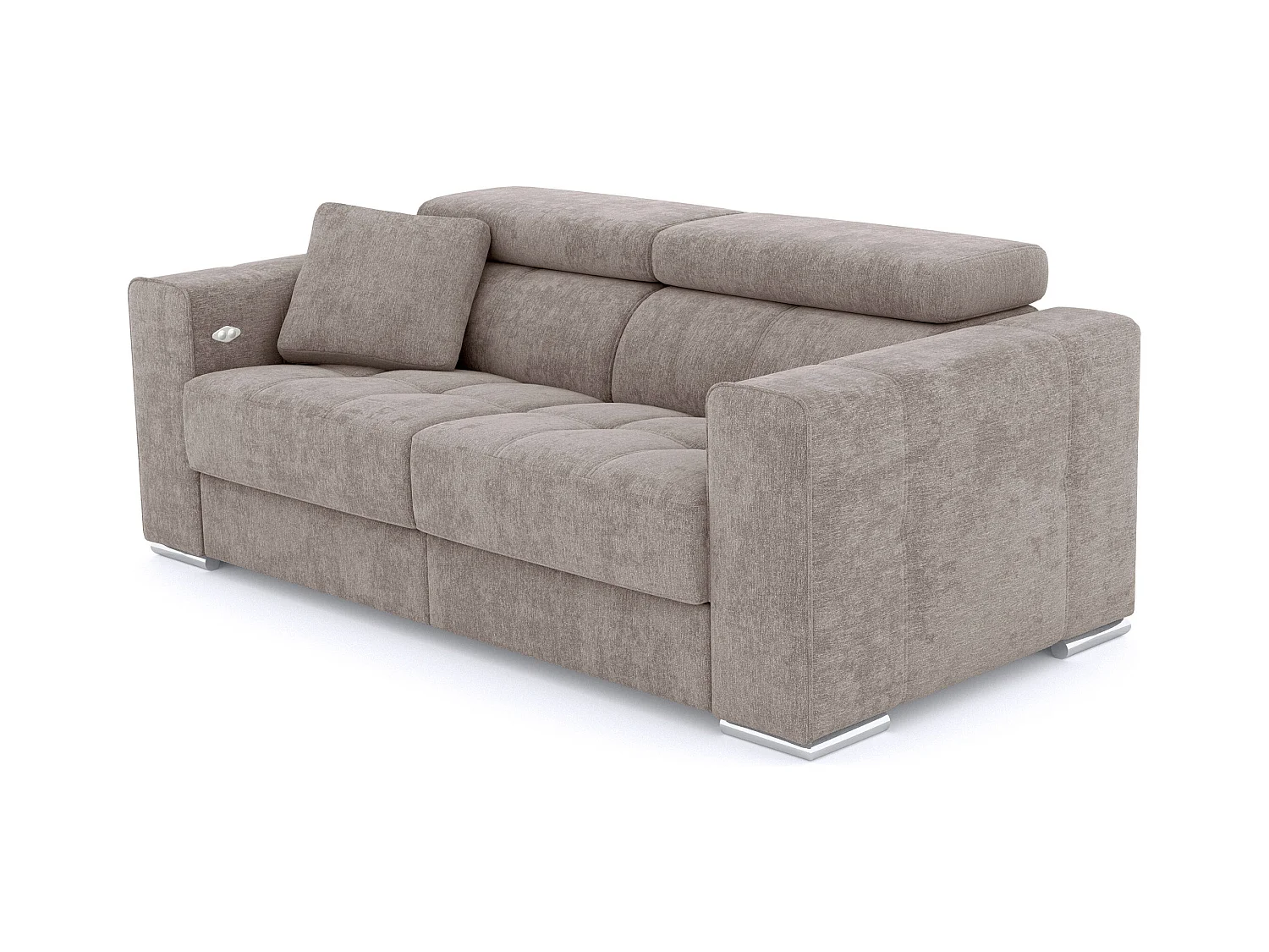QUARTZ Sofa 3-Sitzer mit 1 Relaxfunktion und verstellbare Kopfstützen, beige
