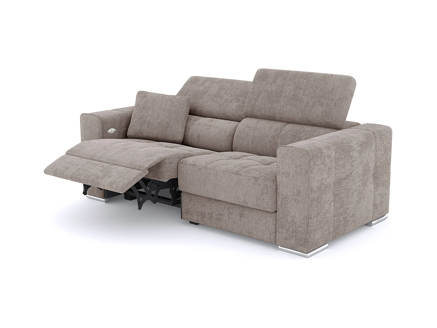 Canapé 3 places avec 1 relax électrique tissu beige - QUARTZ