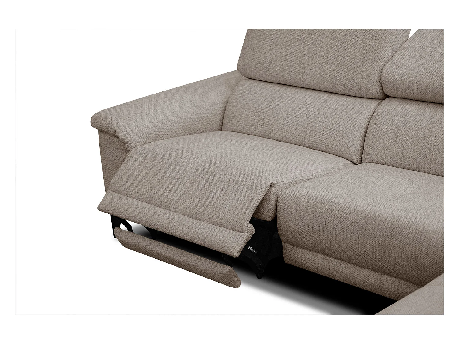 Canapé d'angle droit 4 places avec un relax électrique tissu marron clair - Matera